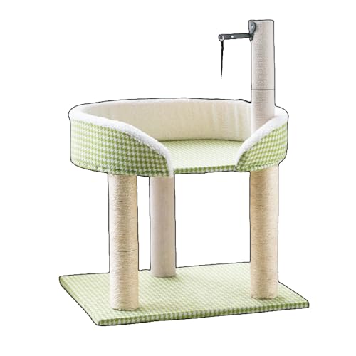 Qztuory キャットタワー ミニ 小型 低め スリム 猫タワー 据え置き 天然サイザル麻 麻紐爪とぎポール 爪研ぎ コンパクト 省スペース 猫のおもちゃ おしゃれ インテリア 可愛い 人気 おもちゃ付き スタイル1 登り降りやすい 多頭飼い 見晴台 (