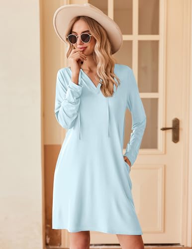 HOTOUCH Womens UPF 50+ Cover-Up Dress Beach SPF Sun Protection Long Sleeve Shirts Dress Lightweight Athletic UV Hoodie2