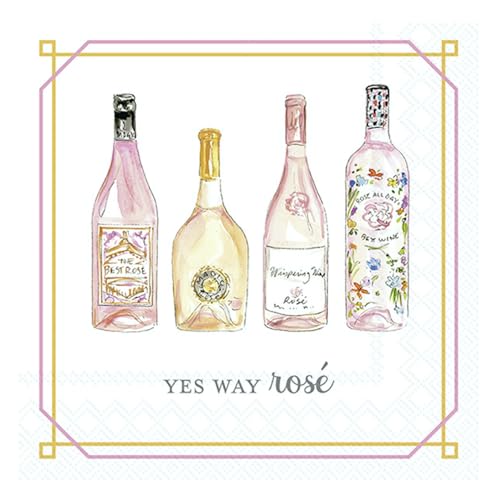 IHR Ideal Home Range Cocktail Napkins Disposable 3-Ply Paper Party Napkin Pack, 5" x 5", Yes Way Rose, 20-Count