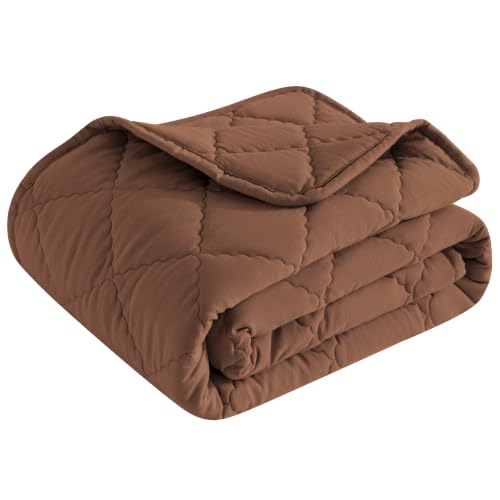 Image of BEDSUM Toddler Quilt 39x47, Microfiber Baby Quilt for Crib, Brown | Lightweight Toddler Blanket for Boys Girls Nursery, Machine Washable All Season Kid Quilt, Tummy Time Blanket, Stroller Quilt