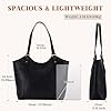 VASCHY Sac Cabas Femme Cuir PU, Mode Sac à Main Élégant pour Cours Sac Ordinateur 14 Pouces Grand Format Tote Bag Zippé pour Travail École Voyage Noir #1