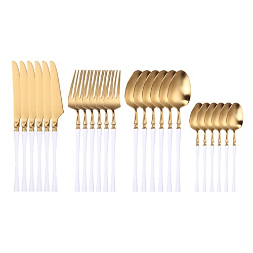 EKBBBYE 6Set/24Pcs Cutlery Set Stainless Steel Dinnerwar Steel Luxury Dinnerware Gold Forks Spoons Knives Steel Cutlery Set