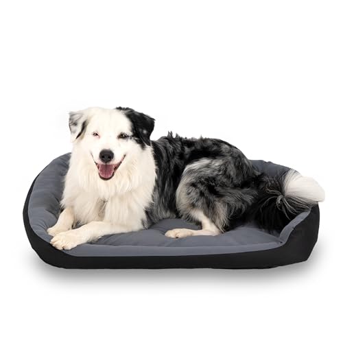 PETS APPAREL HILLS Cama para Perro, Resistente, Confortable, con Relleno Suave, Medidas y Color a Elegir (Large, Negra/Gris)
