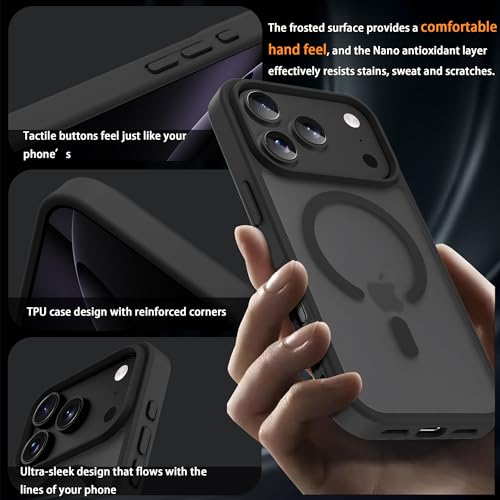 Image of iPhone 17 Pro Max Case, with Screen Protector X1, [Compatible with MagSafe], Lightweight Phone Case, Smooth Matte Finish (Black, iPhone 17 Pro Max)