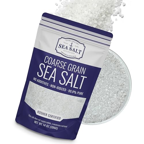 Sea Salt Superstore Coarse Sea Salt for Grinder Refill, Coarse Grain Kosher, Non-Iodized Unrefined Baja Salt for Cooking, Mineral-Rich, 14 oz Bag