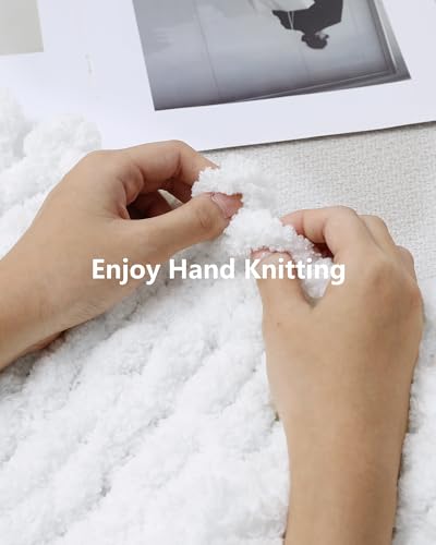 Image of Cozyful Chunky Yarn for Hand Knitting, #9 Thick Jumbo Big Chunky Yarn for Crocheting, Super Chunky Knit Blanket Yarns, Large Chunky Chenille Yarns, 8 Pack (30 yds 8 oz Each Skein), Pure White