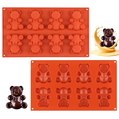 2 Pièces Moule Silicone Ourson Guimauve, Moules Ours 8 Cavités, Mini Moule Ourson Guimauve Gelée Chocolat Gâteau, Moule Ourson Silicone Sans BPA -40°C à...