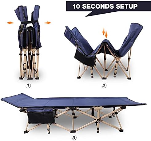 REDCAMP Folding Camping Beds for adults, 28" Extra Wide Heavy Duty Sturdy Camp Bed Portable, Stronge Thicker Tubes Sleeping Cot Outdoor Travel Office (Navy Blue)