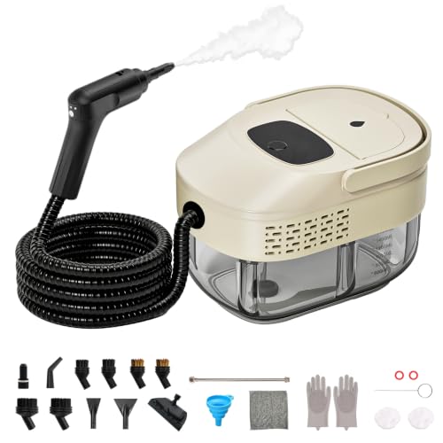 Image of 2500W Steam Cleaner. 3 Bar 221F High Pressure Steam Cleaner, 15 Seconds Fast Heat-Up, 1.6L Water Tank, 3 Steam Levels Adjustable, Perfect for Floors, Tiles, Kitchens, Sofas and Car Interiors【Cream】