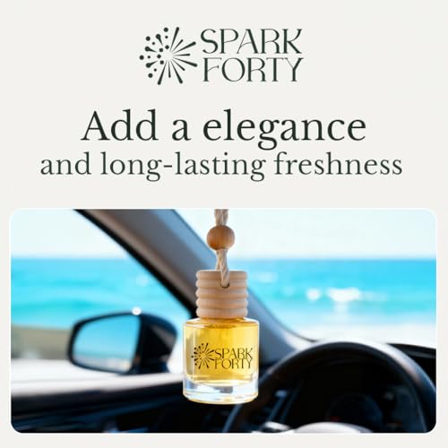 Image of Ocean Car Air Freshener Hanging | Car Perfume, 0.27 fl oz (8 ml) | 30-Day Luxury Glass Diffuser | Marine Breeze, Citrus & Green Herbal Accents | Long-Lasting Fresh Scent