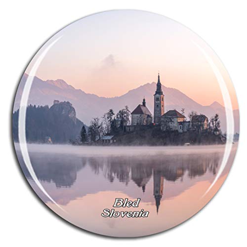 Weekino Slovénie Bled Winter Lake Island Aimant de réfrigérateur 3D Verre Cristal Touristique Ville Voyage Souvenir Autocollant de réfrigérateur Collection