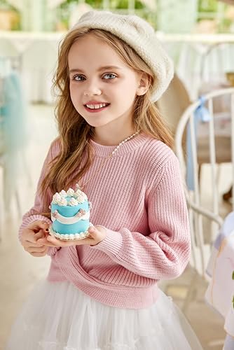 Image of Arshiner Girl's Sweaters Kids Twist Front Cute Pullover Knitted Jumper Fall Winter Clothes