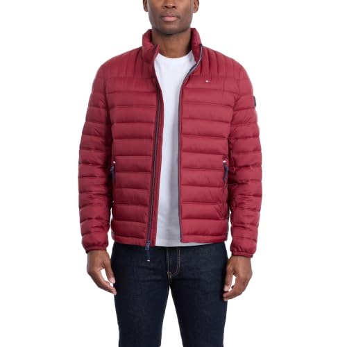 Image of Tommy Hilfiger Mens Embroidered Logo Puffer Jacket