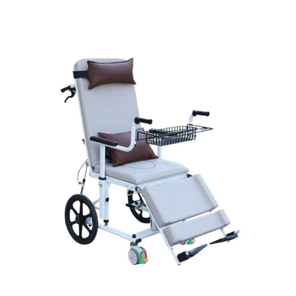 chodzik rollator Łóżko dla osób niepełnosprawnych, łóżko wielofunkcyjne, do użytku wewnątrz i na zewnątrz, z funkcją pchania i leżenia, regulowane do podnoszenia Chodziki dla seniorów(Grijs)