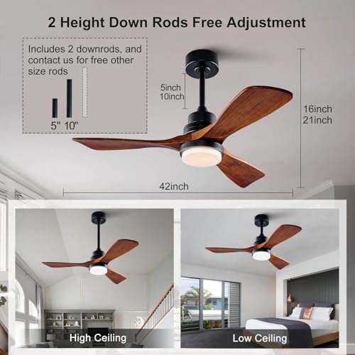 Ventilateur de plafond silencieux pour chambre noir de 106,7 cm télécommande - 4