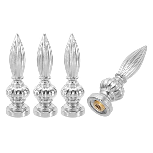 Image of PATIKIL 25x80mm Lamp Shade Finial, 4 Pcs Lamp Finials Caps Knob M10x1mm Threaded Alloy Solid Lamp Finial Decoration for Lamp Shade Table Floor Lamps, Silver Tone
