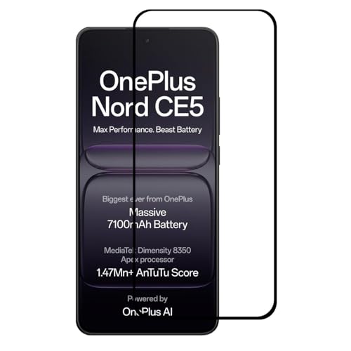 Image of MoCoTech HD+ Edge-to-Edge Tempered Glass for OnePlus Nord CE5 5G - Full Screen Protector Guard, 9H Hardness, Anti-Scratch, Bubble Free, Case Friendly with Easy Installation Kit (OnePlus Nord CE 5 5G)