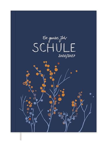 Eine der Guten Lehrerkalender 2026/2027 A4 Softcover Lehrerplaner Schuljahr 2026 2027 | Leseband Notenlisten & Klassenlisten | nachhaltig FSC-Papier klimaneutral | Blau mit Blumen