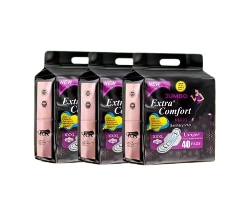Jumbo Extra Comfort XXXL Sanitary Pads with Wings, Maxi Length, Longer Protection, Dry Net, Day and Night, 120 Pads (40 * 3)-image-11