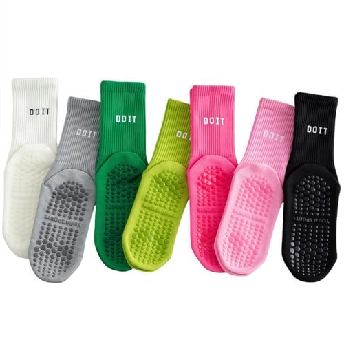 7 Pairs Women's Athletic Sweat-absorbent Socks Yoga Socks Fitness Deadlift Dance pilates Girl's Gym Non slip Floor Sports Cotton - Main Image