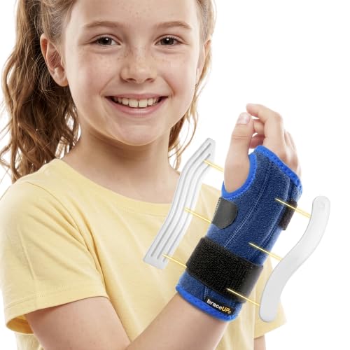 BraceUP Stabilized Kids Wrist Brace- Youth Wrist Support Kids Wrist Splint Child Wrist Brace for Daily Use Boys and Girls height 33 to 411 size 3-12 (Right Hand)