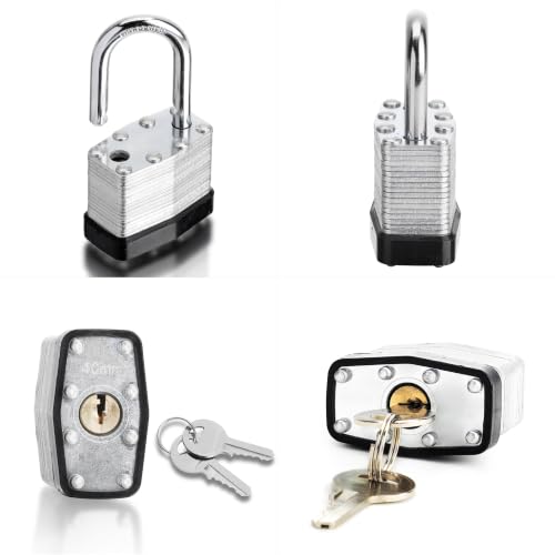 Image of 4 Pack Pad Locks with Same Key, Heavy Duty Keyed Alike Locks | Same Key Convenience, 4 Locks Share Keys, Durable Steel Body for Storage, Gates, Garages and Outdoor Use