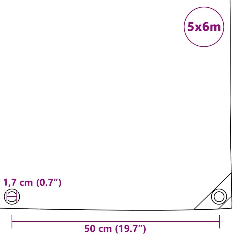 Telone 650 g/m² in tela con rivestimento in PVC, 5 x 6 m, bianco, resistente alle intemperie, agli strappi, ai raggi UV, con occhielli, per giardino, campeggio, auto, rimorchio, protezione e