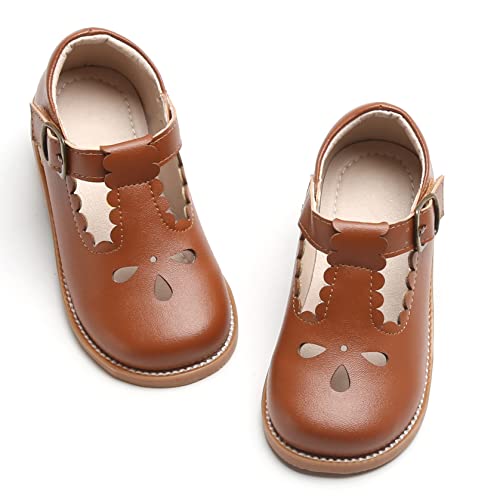 Image of GINFIVE Toddler Girls Dress Shoes Little Kids Flats School Mary Janes Shoes