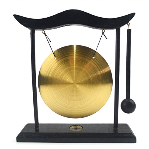 Feng Shui Brass Gong Desktop Zen Art for Fortune + Free Red String