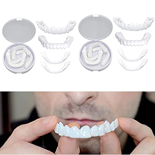 2 Pares de Dientes Postizos, Carillas Dentales, Prótesis Dental, Dientes Postizos de Aplicación Propia, Empalmes Instantáneos de Dientes para Hombres y Mujeres, Alternativa de Blanqueamiento Dental.