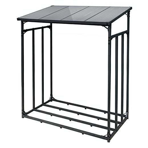 Toboli Leñero de Exterior hasta 2000 kg de 185 x 83 x 185 cm Estante leña Chimenea en Acero con Recubrimiento en Polvo Techo Inclinado Ideal para Proteger y organizar leña en Exteriores