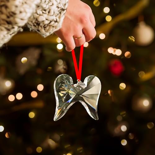 KANPURA Crystal Angel Wings With 2026 Heart Style Engraving Ornaments Hanging Ornament Gifts for Family