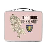 Fabulous Lunch Box Métal Argenté pour Sandwich et Snack - Territoire de Belfort 90 Département Carte Ancienne - Boîte à Goûter Aluminium Gamelle Rigide Style Rétro Imprimée en France