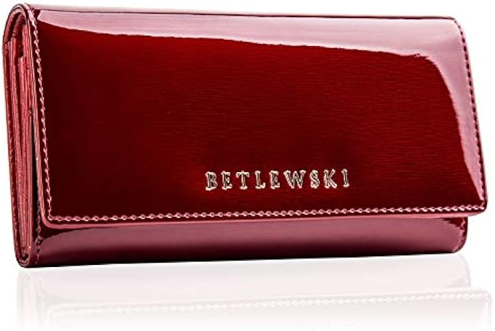 Betlewskki portafoglio in pelle rossa da donna porta carte di credito con blocco rfid  ZBPD-BS-100
