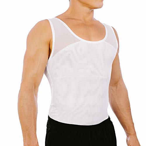 Esteem Apparel Original Herren Brust Compression Shirt zum Verstecken von Gynäkomastie Moobs (Weiß, Groß)