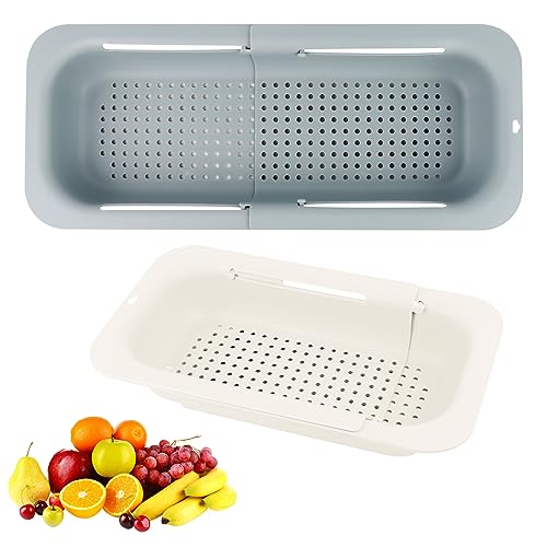 MXTIMWAN 2 Piezas Colador Sobre el Fregadero, Coladores Cocina, Ajustable, 34-48cm, Cesta de Filtro...