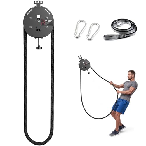 ZOZK T Endless Rope Trainer Portable Endless Rope Machine for Home Gym Travel 13FT Continuous Loop 066LBS Knob-Adjustable Resistance Full Body Workout for Back Arms Chest Shoulders Core (JG-PS05)