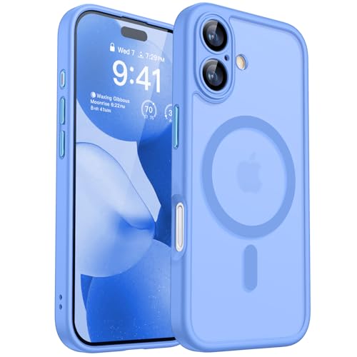 CANSHN Coque Magnétique pour iPhone 17 (6,3 Pouces), Compatible avec MagSafe, [Protection Complète de l'appareil Photo] Housse Fond Mat Translucide,Azul Ultramar