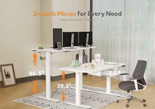 Image of Claiks Electric Standing Desk 48x24 with Keyboard Tray White