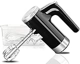 Hand Mixer Electric Handheld Mixer - 9 Speeds with Digital Screen and Timer, 400W Handheld Mixer with 6 Stainless Steel Attachments and Clear Storage Case , FLOWERCAT