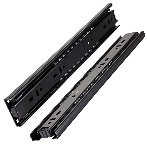 1 par de guías deslizantes de rodamiento de bolas de acero para cajones, 350mm 3 pliegues de extensión completa, montaje lateral, resistente capacidad de carga de 45 kg (paquete de 2)