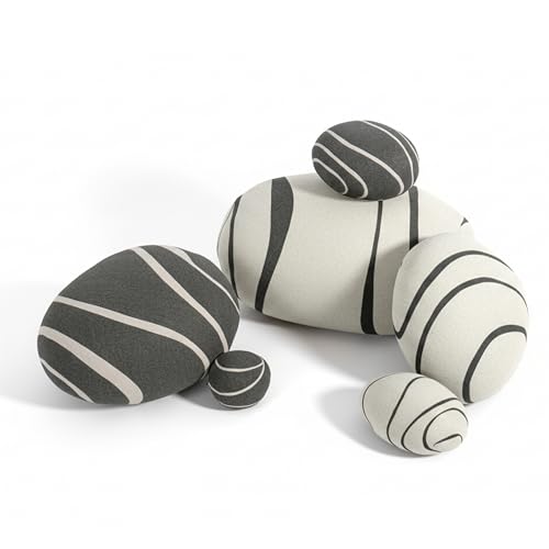 WOWMAX Three-Dimensional Curve Living Stones Pillows 6 Mix Sizes Stuffed
