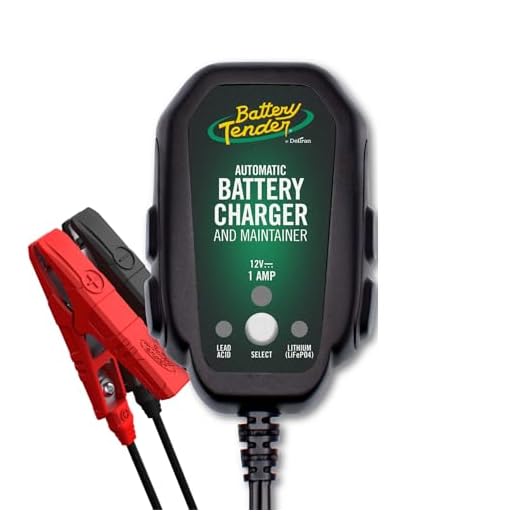 Battery Tender Junior 12V, 800mA Battery Charger and Maintainer for Lead Acid and Lithium Batteries - Switchable Battery Charger for Powersports - 022-0199-DL-WH
