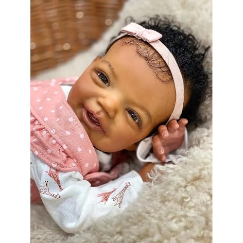 Anano Muñeca Reborn Bebé Negra 20 Pulgadas Silicona miniatura 2