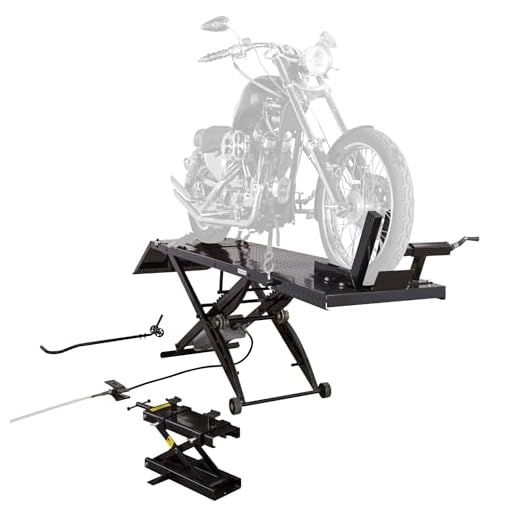 Black Widow BW-1000A-XL Extra-Long Motorcycle Lift Table with Center Jack