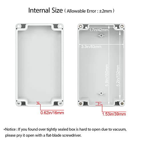 Image of Junction Box Waterproof Plastic Project Box IP65 Plastic Project Box Electrical Box Enclosure Gray White 6.2 inch x 3.5 inch x 2.4 inch(158 x 90 x 60 mm)