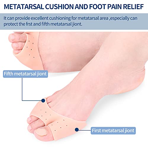 Image of 2 Pairs Gel Toe Caps Protectors Silicone Toe Sleeves Metatarsal Pads Ball of Foot Cushion Soft Forefoot Cushioning for Men Women Toe Sleeves Guards for Pain Relief