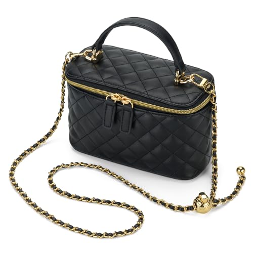 Mini Quilted Box Crossbody Bags for Women, Small Square Designer Clutch Purses with Adjustable Chain Strap