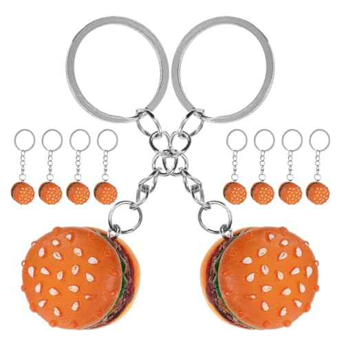 Holibanna 10pcs Cartoon Burger Keychain Miniature Food Pendant Cute Hanging