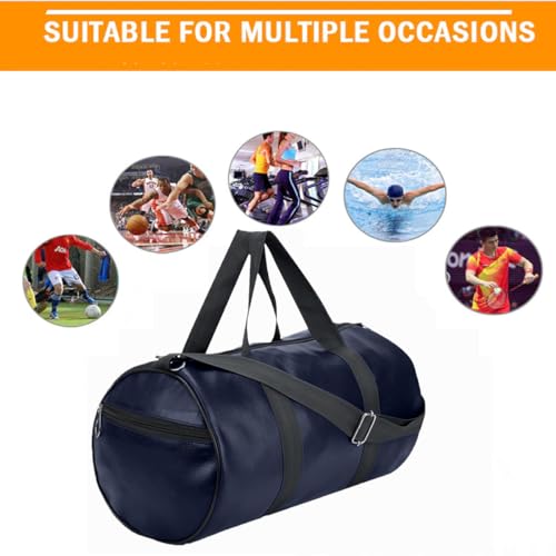 Image of Trendy & Classic Leather Gym Bag for Men & Women with Shoulder Strap Yoga & Travel Duffle Bag for Boys & Girls Outdoor Blue 43cm x 23cm x 23cm